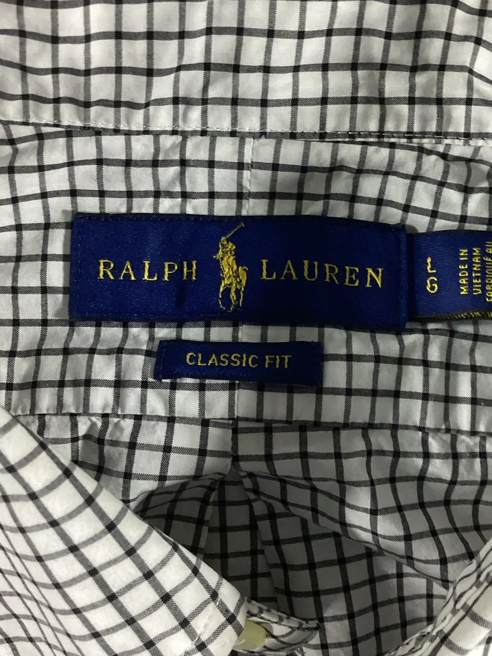 Ralph Lauren Blue & White Check Button-Down Dress Shirt